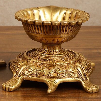 Brass Tortoise Diya Lamp 6 inch