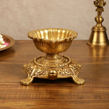 Brass Tortoise Diya Lamp 6 inch