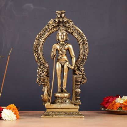 Brass Lord Murugan Kartikeya with Frame Idol - 9.5"