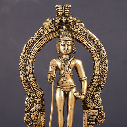 Brass Lord Murugan Kartikeya with Frame Idol - 9.5"