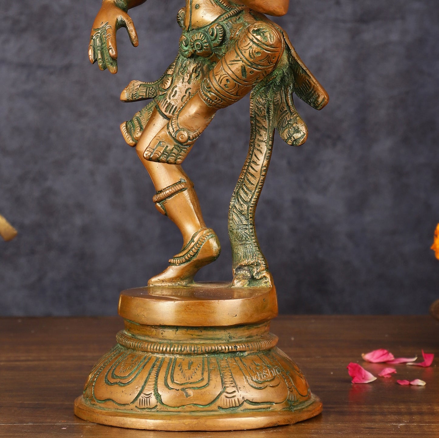 Handcrafted Brass Ardhanarishvara Statue - 12" Antique Bronze Finish