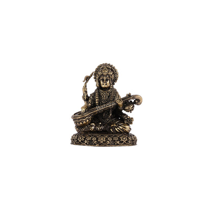 Pure brass superfine Small goddess Saraswati idol 3"