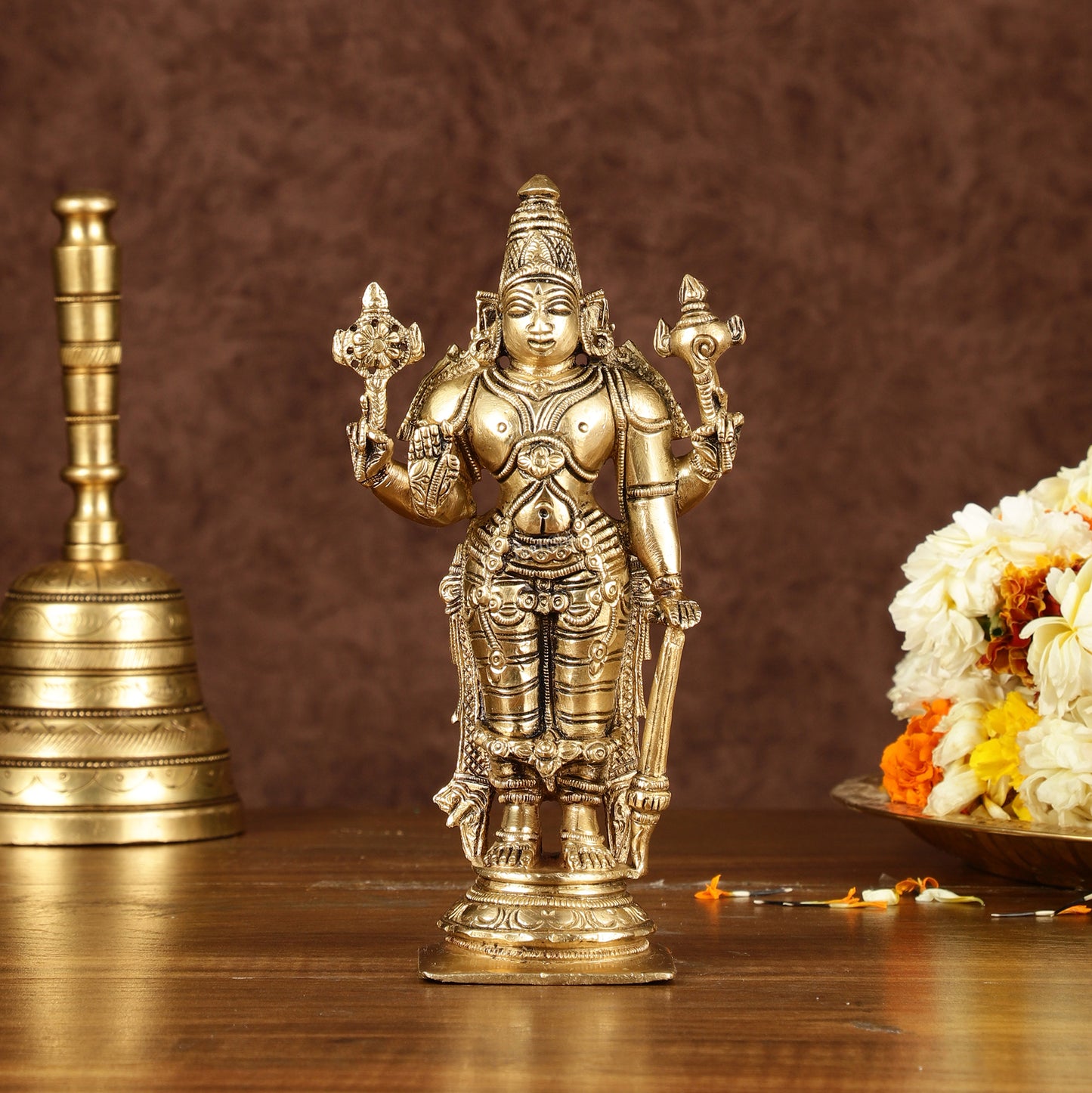 Brass Superfine Standing Lord Vishnu Statue 6.5"