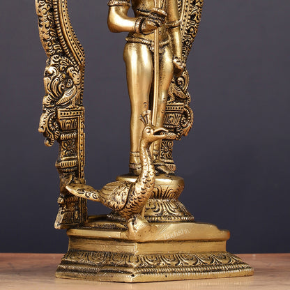 Brass Lord Murugan Kartikeya with Frame Idol - 9.5"