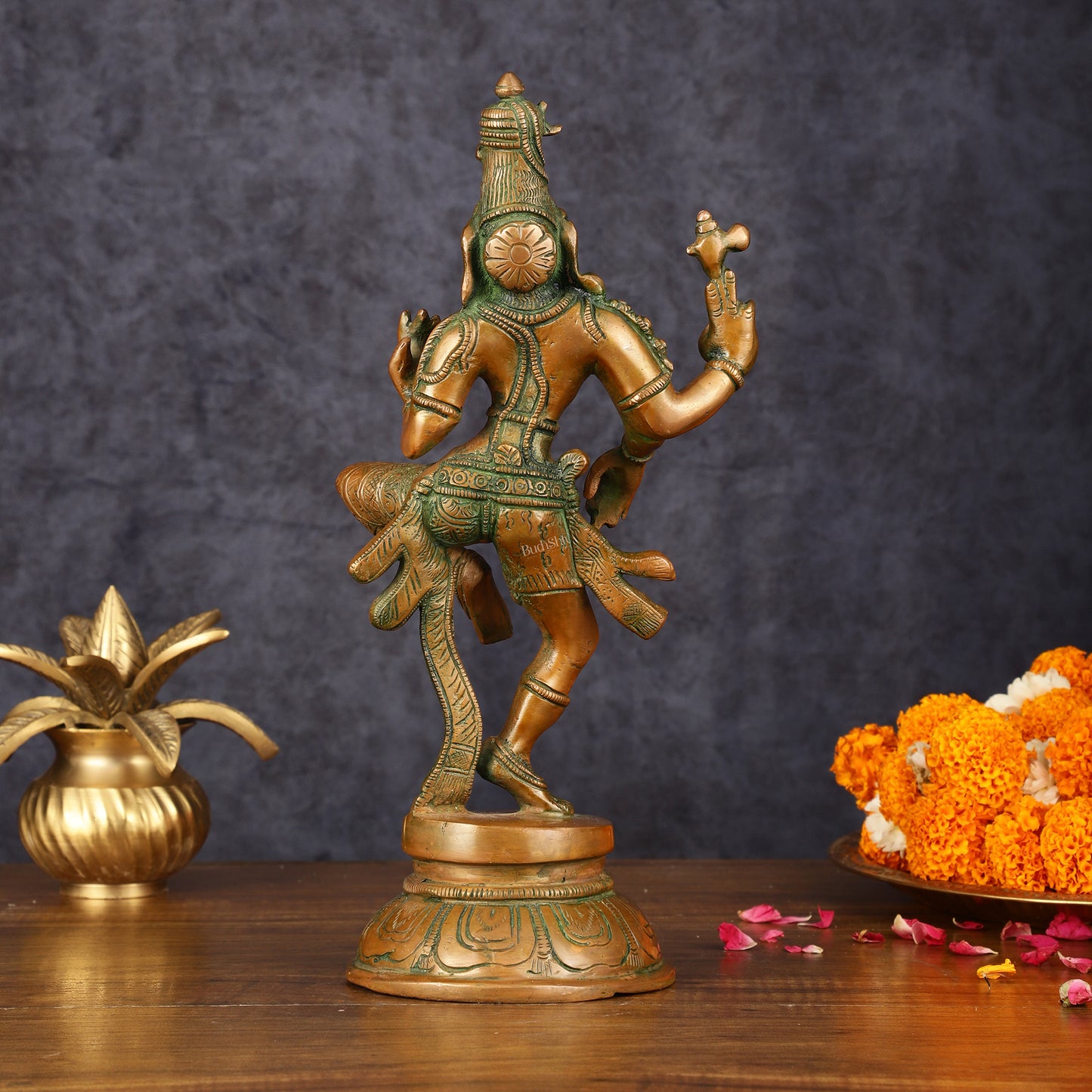 Handcrafted Brass Ardhanarishvara Statue - 12" Antique Bronze Finish