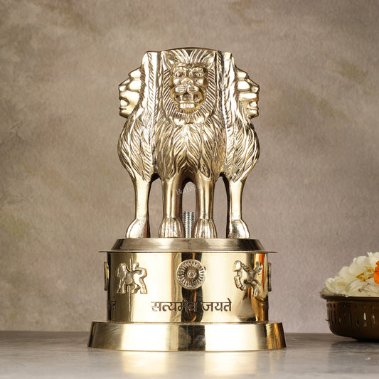 Brass Ashoka Lion Stambh Momento 8"