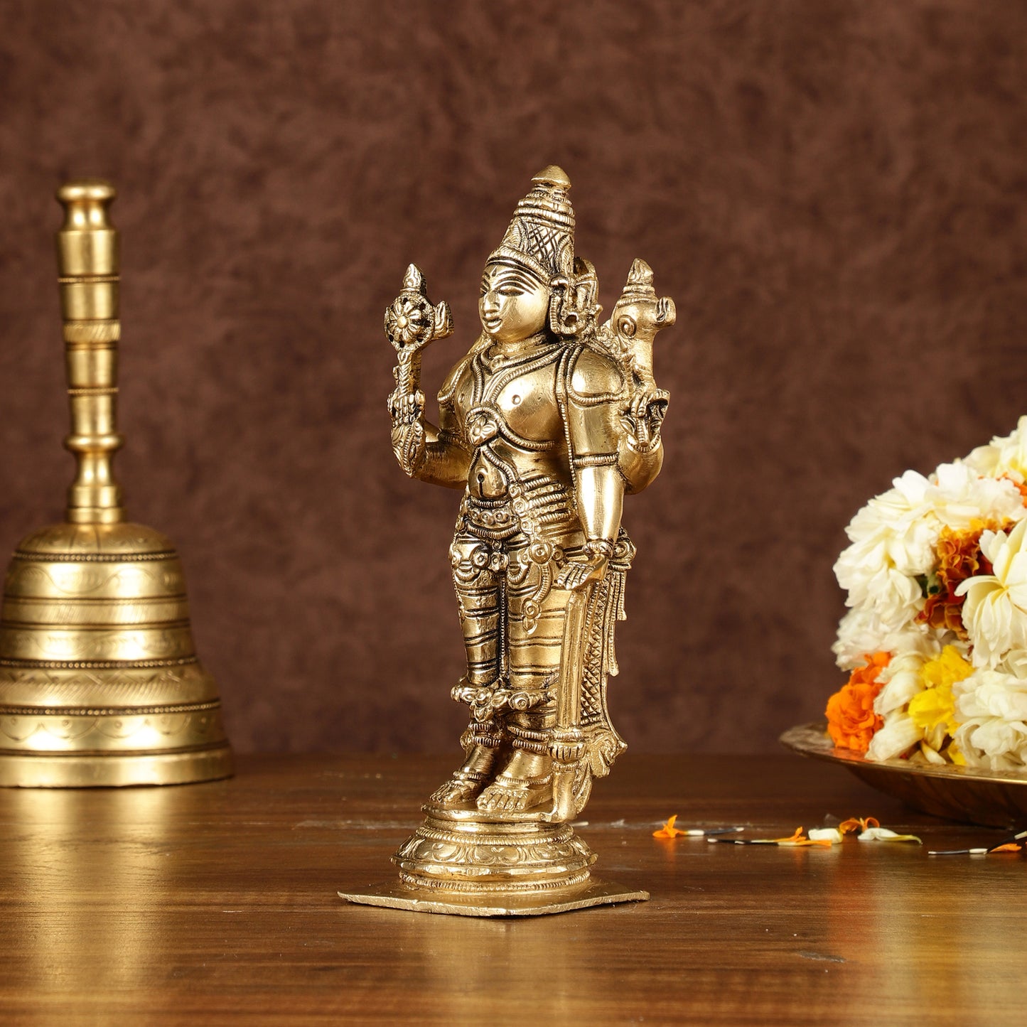 Brass Superfine Standing Lord Vishnu Statue 6.5"