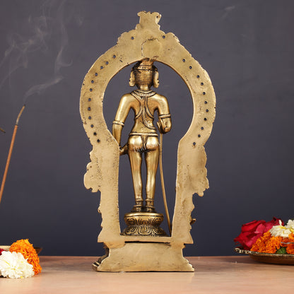 Brass Lord Murugan Kartikeya with Frame Idol - 9.5"