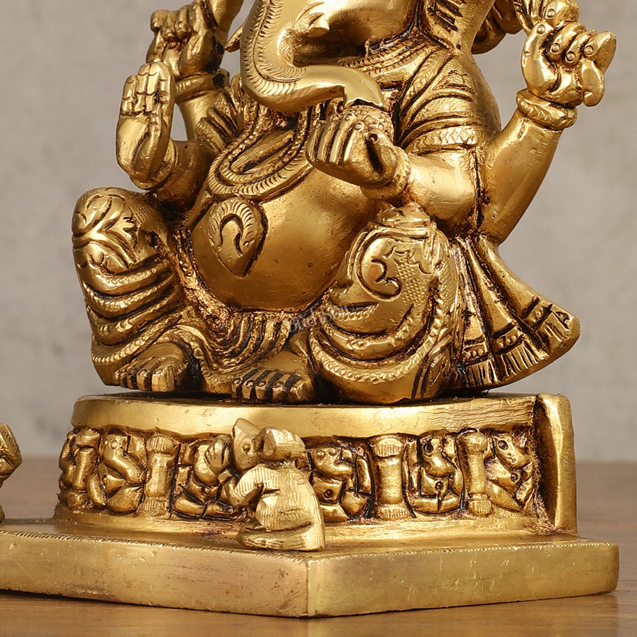 Brass Superfine Lord Ganesha Idol with Ashtavinayaka Carvings - 6.5 Inch