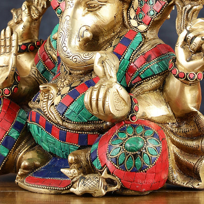 Brass Lord Ganesha Idol 9" meenakari