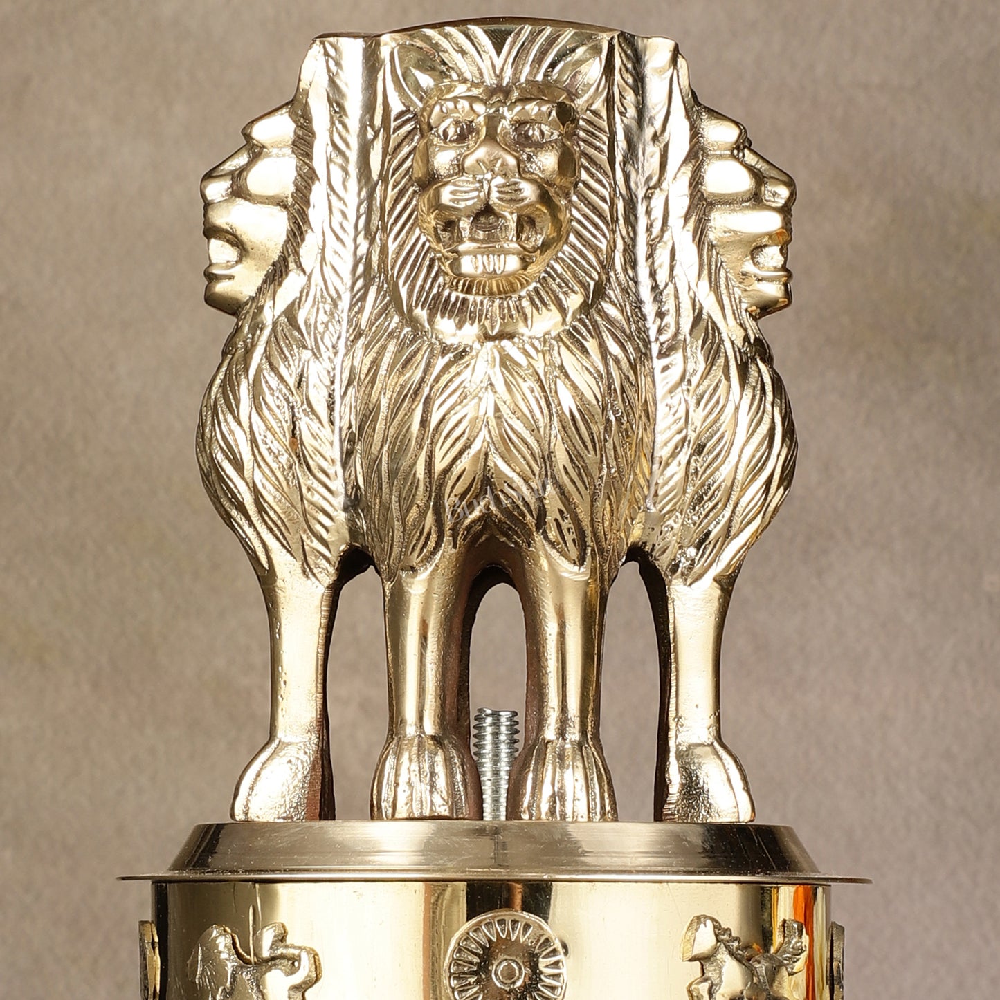 Brass Ashoka Lion Stambh Momento 8"