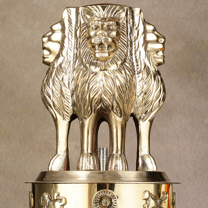 Brass Ashoka Lion Stambh Momento 8"