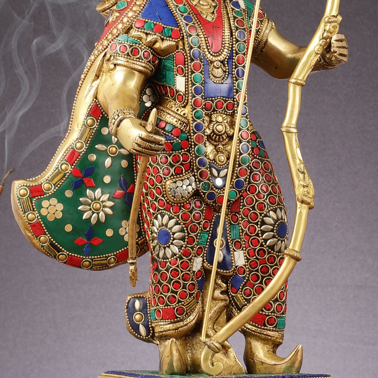 Brass Lord Rama Idol multicolour stonework | 18"