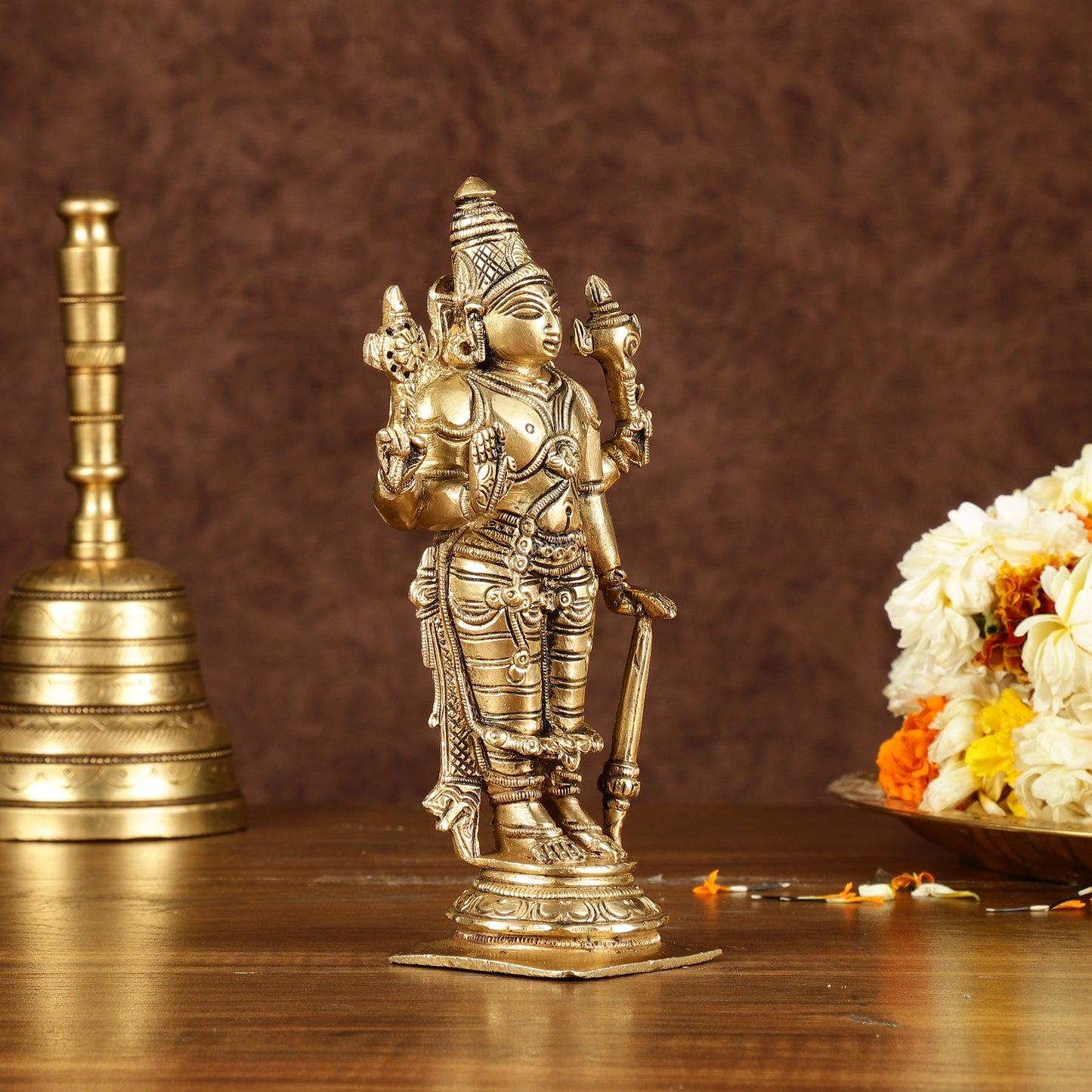 Brass Superfine Standing Lord Vishnu Statue 6.5"