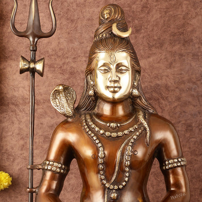 Exquisite 20 Inch Brass Lord Shiva Idol - Meditative Posture