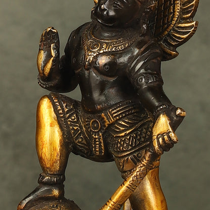 Small Pure Brass Black Standing Hanuman Idol | 6"