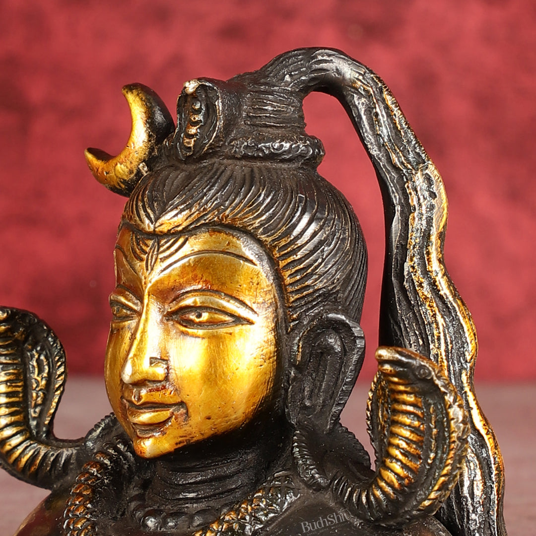 Brass Shiva Bust Face Idol - 4-inch (black antique)