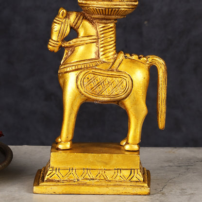 Pure Brass Horse Candle Holder 5.5"