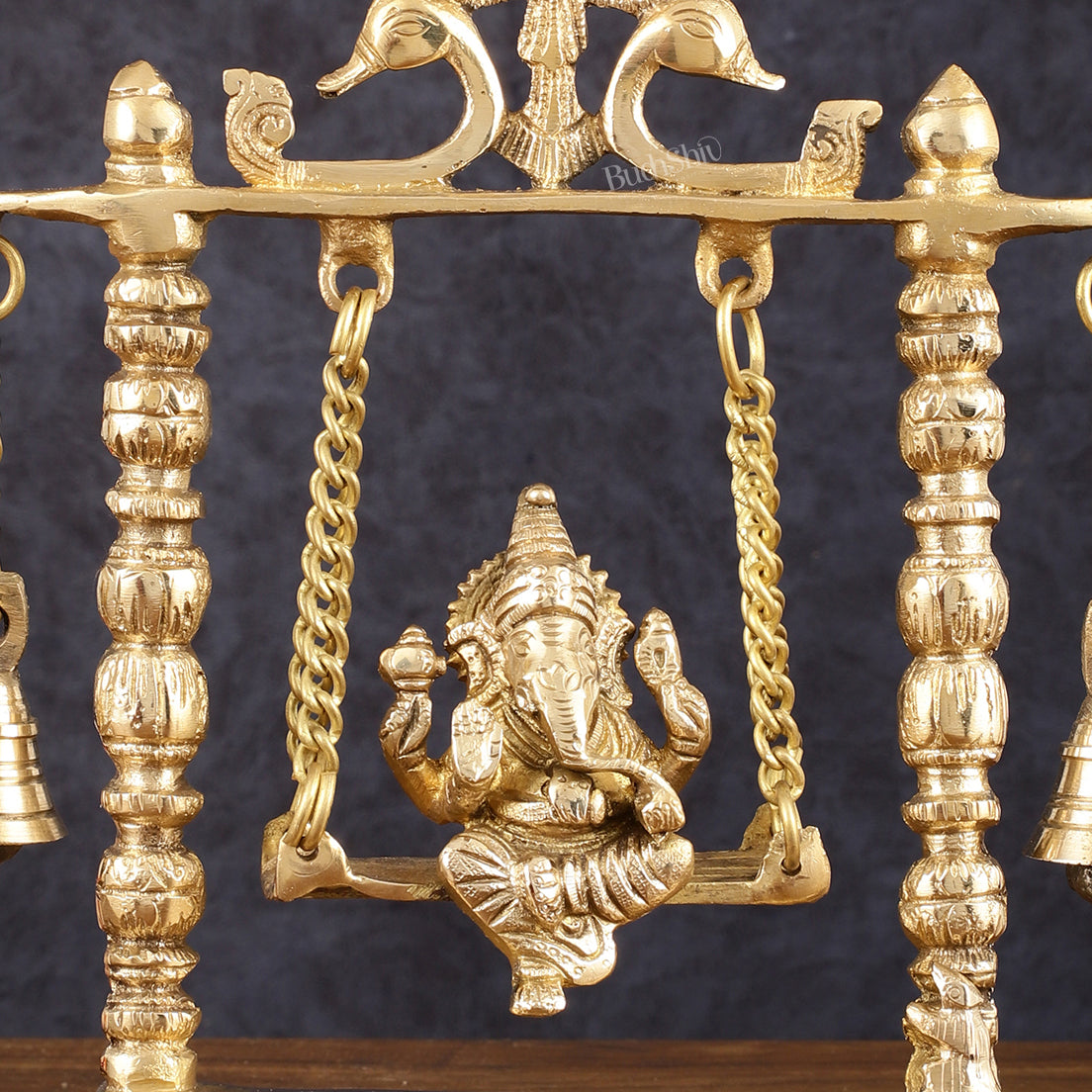 Pure Brass Ganesh Swing Idol - 10" Height