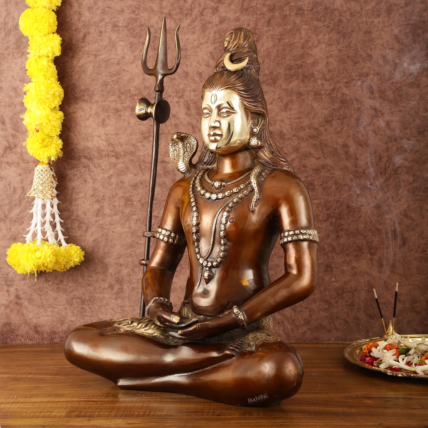 Exquisite 20 Inch Brass Lord Shiva Idol - Meditative Posture