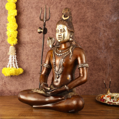 Exquisite 20 Inch Brass Lord Shiva Idol - Meditative Posture