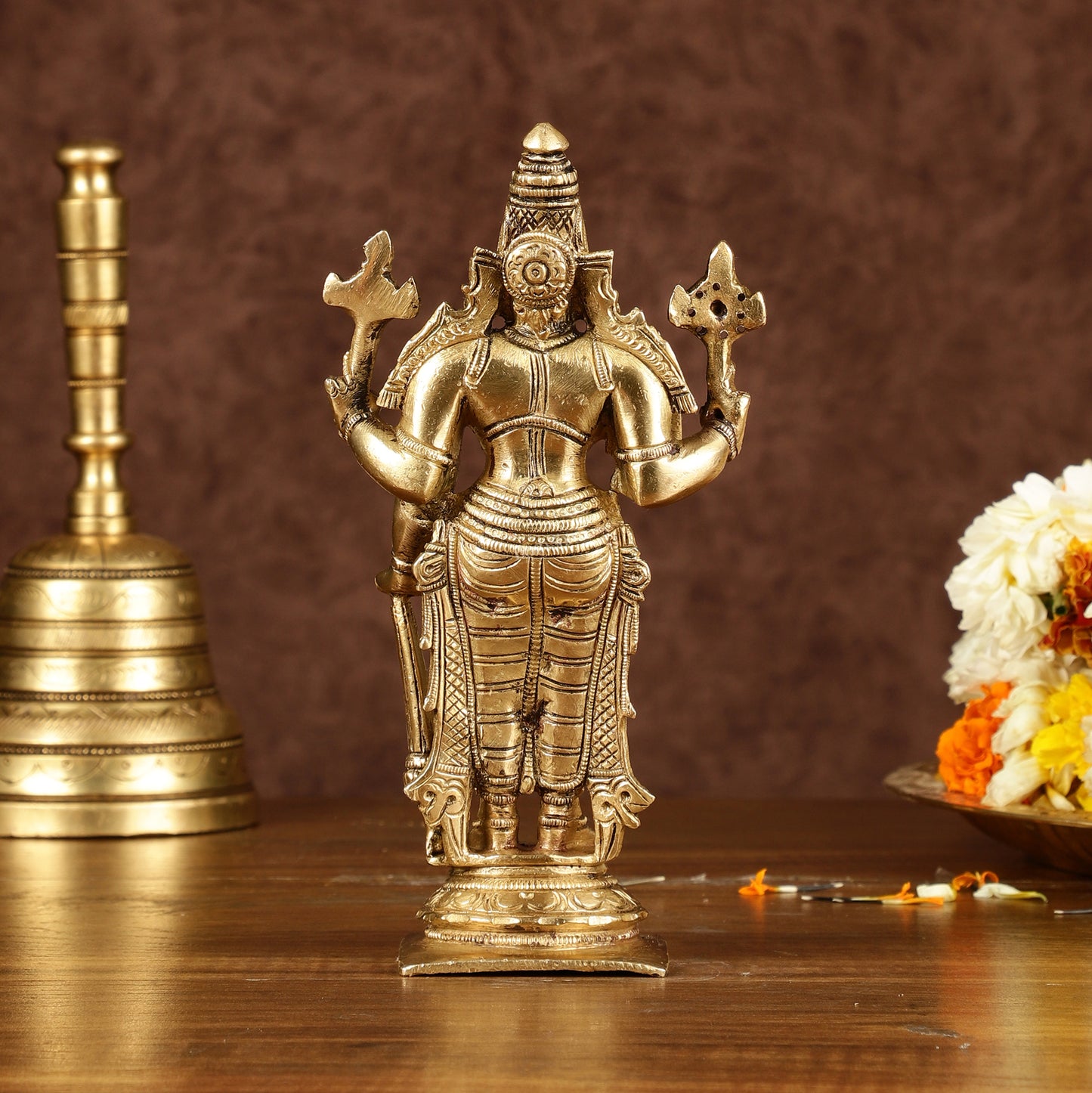 Brass Superfine Standing Lord Vishnu Statue 6.5"