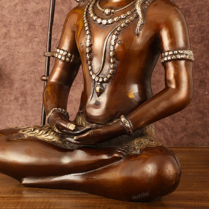 Exquisite 20 Inch Brass Lord Shiva Idol - Meditative Posture