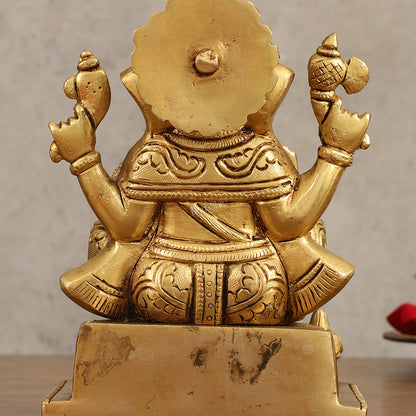 Brass Superfine Lord Ganesha Idol with Ashtavinayaka Carvings - 6.5 Inch