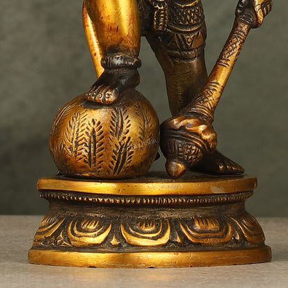 Small Pure Brass Black Standing Hanuman Idol | 6"