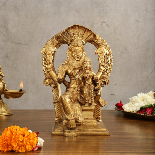 Handcrafted Brass Narsimha Lakshmi Statue | 8" Height