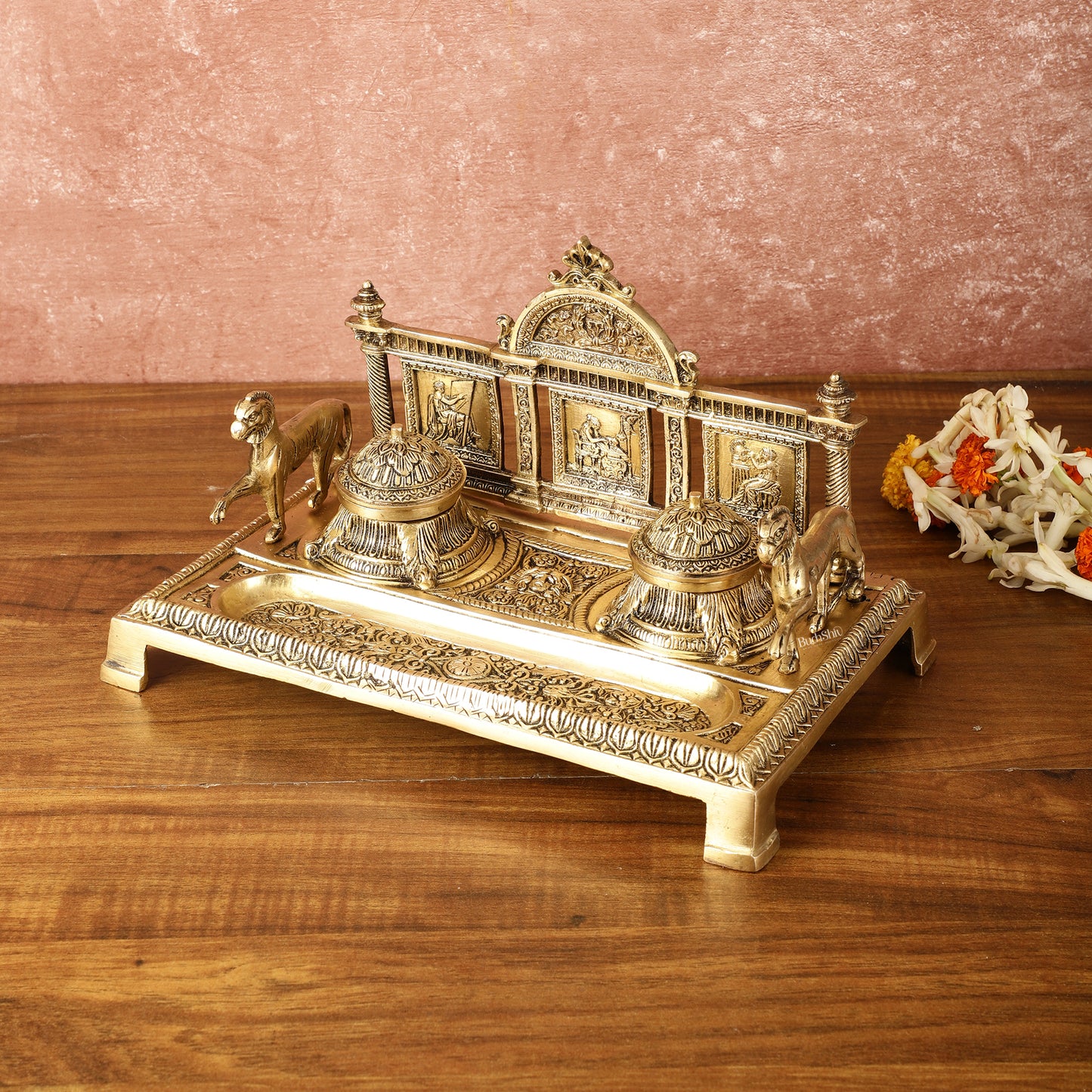 Vintage Brass Ink Pot and Pen Stand – Collector's Edition