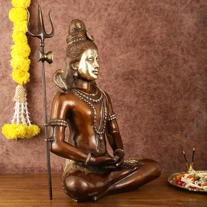 Exquisite 20 Inch Brass Lord Shiva Idol - Meditative Posture