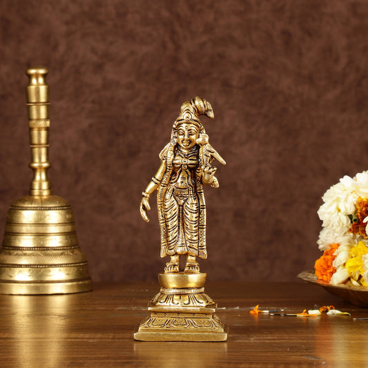 Exquisite Brass Superfine Goddess Andal/godadevi Statue | 6" Height |