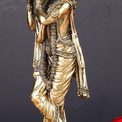 Superfine Brass Lord Krishna Intricate Idol 10"