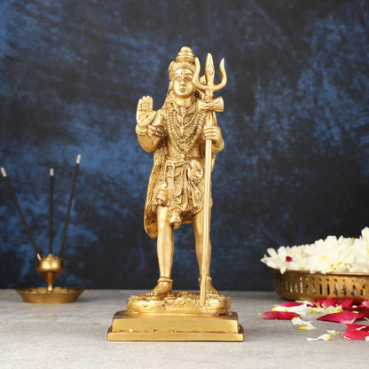 Pure Brass Standing Lord Shiva Statue - 8.5"