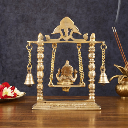 Pure Brass Ganesh Swing Idol - 10" Height