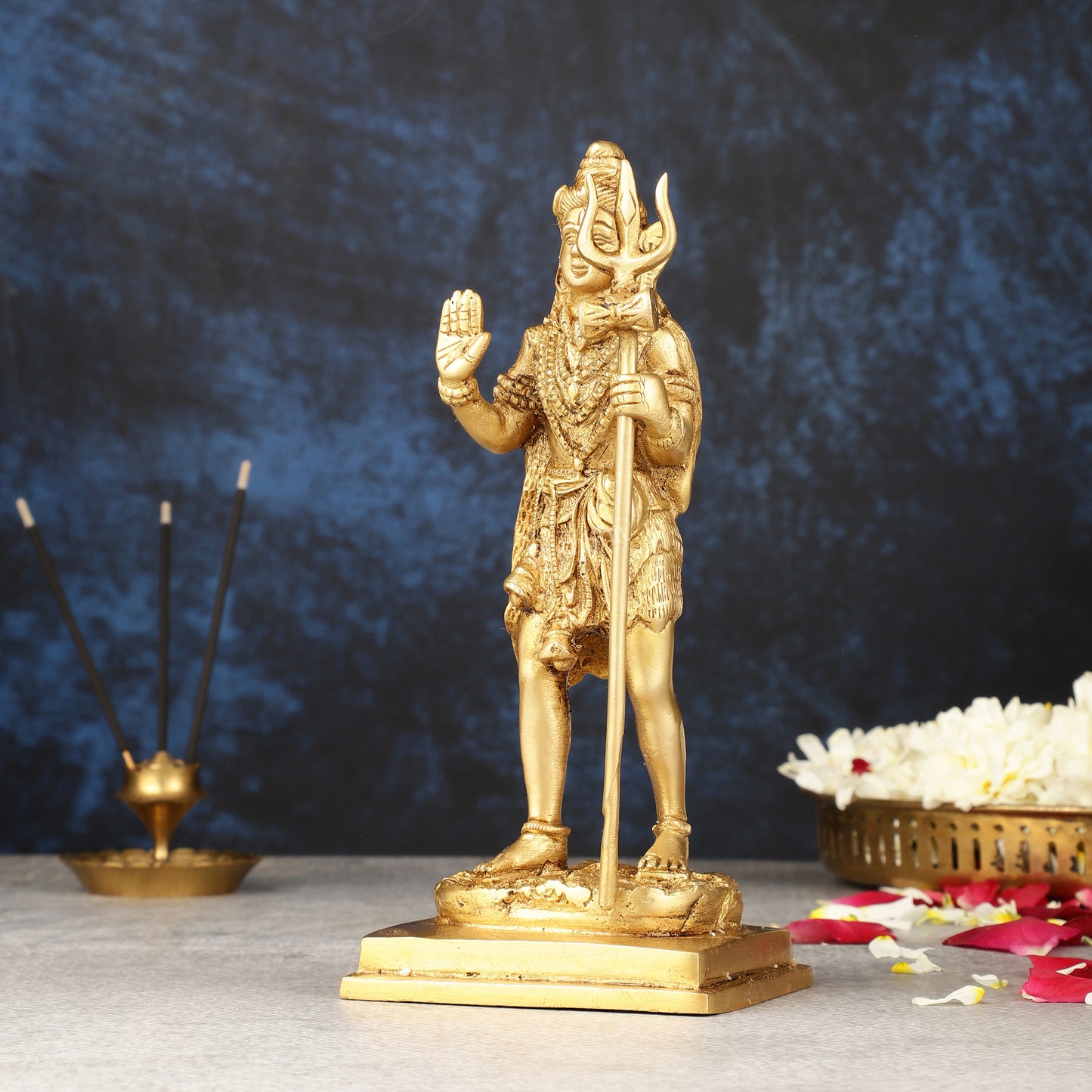 Pure Brass Standing Lord Shiva Statue - 8.5"