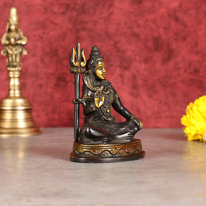 Pure Brass Sitting Lord Shiva Idol - 6"