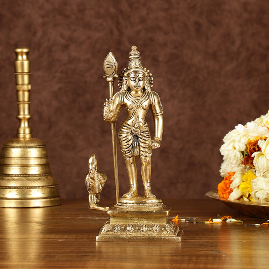 Pure Brass Superfine Lord Murugan Kartikeya Idol Height: 7 inch