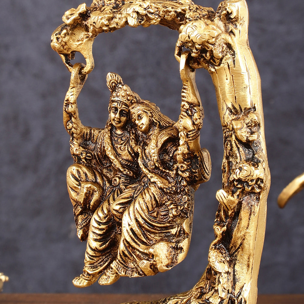 Brass Radha Krishna Swing Idol - 7" Height