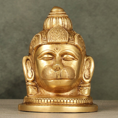 Pure Brass Hanuman Face Idol Table Accent 5.5 "