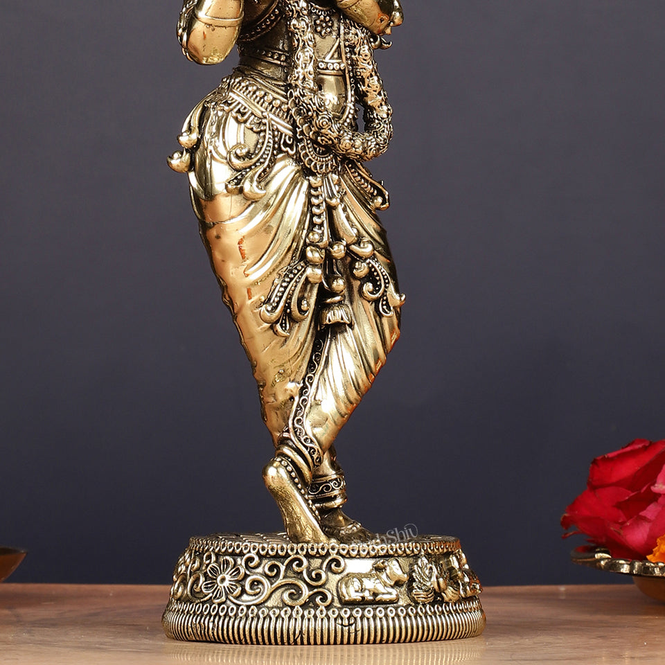 Superfine Brass Lord Krishna Intricate Idol 10" sharp