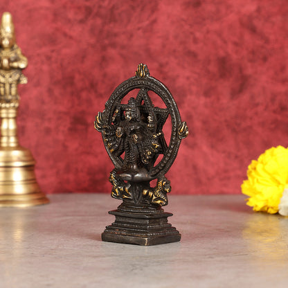 Brass Sudharashna Chakara Vishnu and Narsimha Chakrathazhwar 4" black