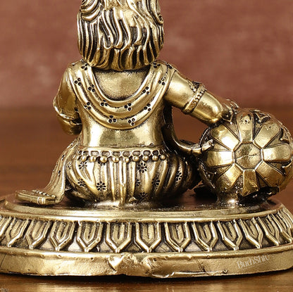 Pure Brass Superfine Makhan Chor Baal Krishna Idol - 3" Tall