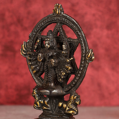 Brass Sudharashna Chakara Vishnu and Narsimha Chakrathazhwar 4" black