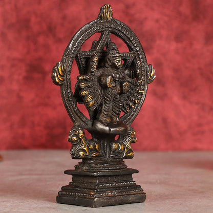 Brass Sudharashna Chakara Vishnu and Narsimha Chakrathazhwar 4" black