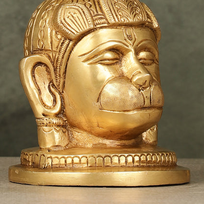 Pure Brass Hanuman Face Idol Table Accent 5.5 "