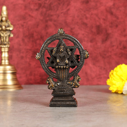 Brass Sudharashna Chakara Vishnu and Narsimha Chakrathazhwar 4" black