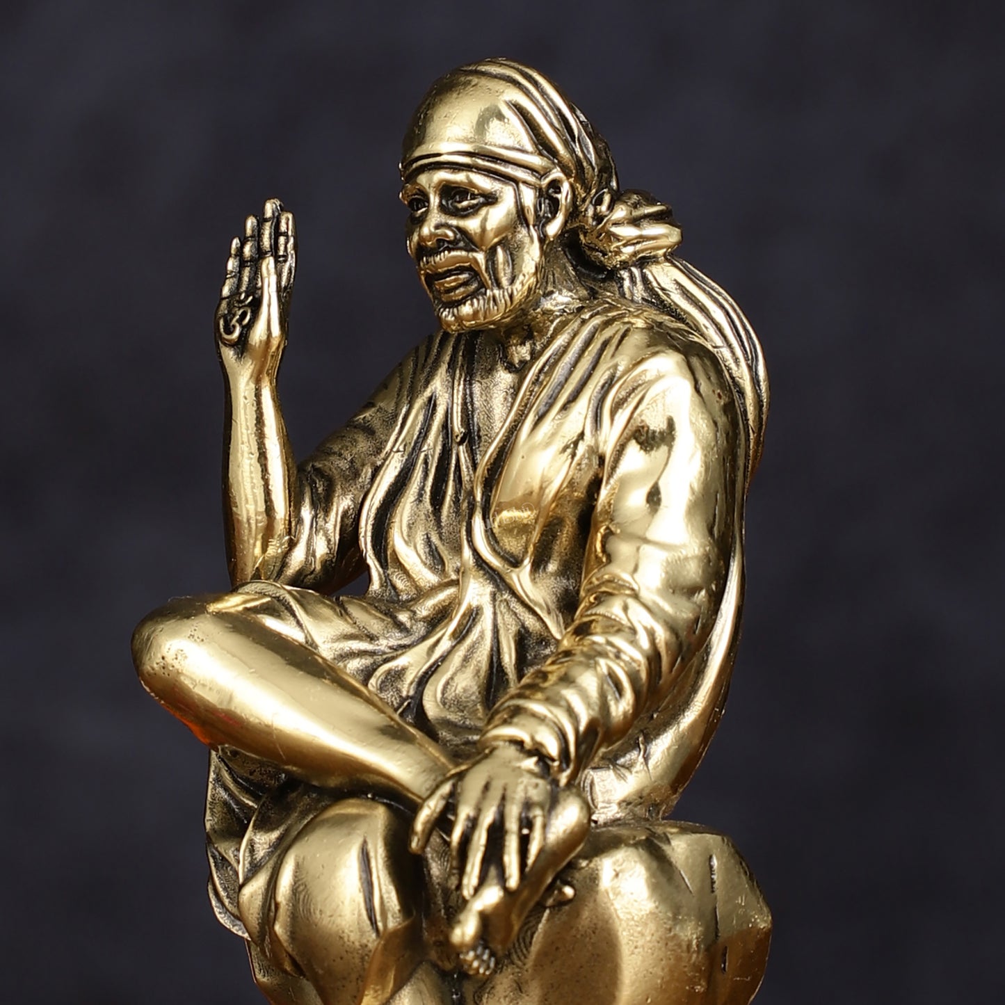 Brass Superfine Sai Baba Idol - Intricately Carved Statue 5 inch