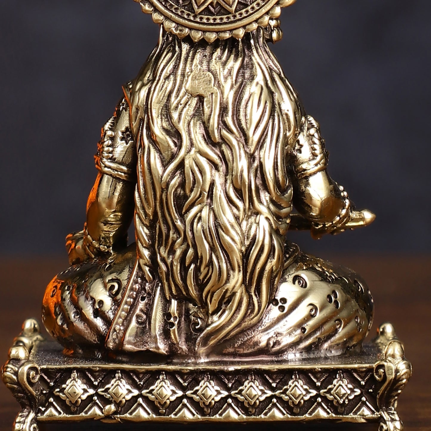 Brass Intricately Carved Annapurna Devi Idol - Lightweight Superfine 3"